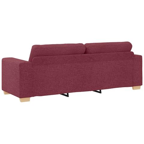 Set divano 3 pezzi con cuscini rosso vino in tessuto - Foto 9