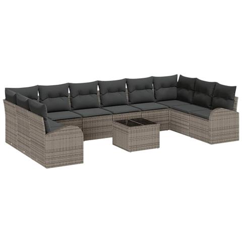 Set Divano da Giardino da 10 Pezzi con Cuscini Rattan Sintetico Nero - Foto 1