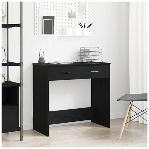 Scrivania  Nera Rovere 80x40x75 cm in Legno Ingegnerizzato - Foto 2