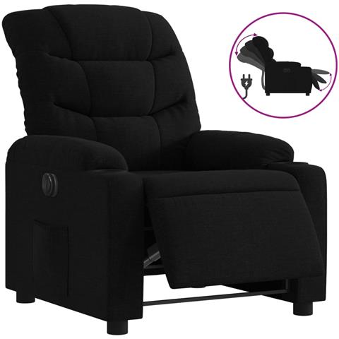 Poltrona Elettrica Reclinabile Nera in Tessuto - Foto 1