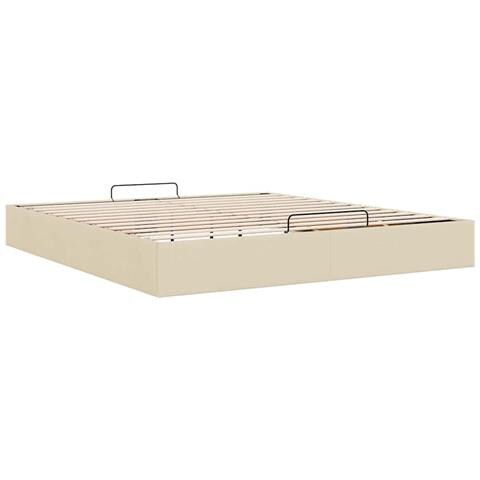 Struttura Letto Pouf senza Materasso Crema 180x200 cm Tessuto - Foto 9