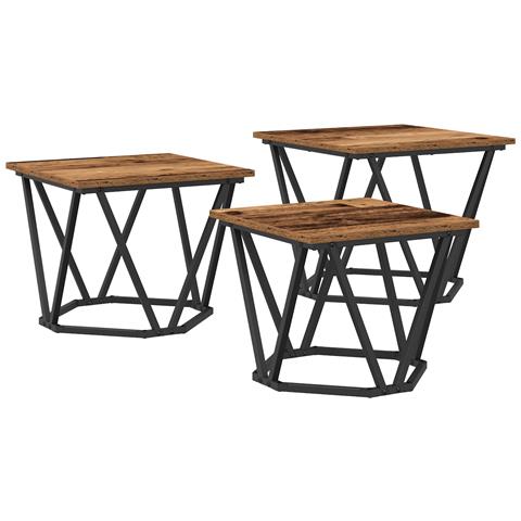 Tavolini 3 pcs Legno Vecchio in Compensato - Foto 1