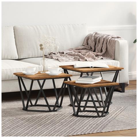 Tavolini 3 pcs Legno Vecchio in Compensato - Foto 2