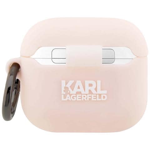 Cover Per Airpods 3 Silicone Nft Karl Head 3d Con Moschettone Pratico, Rosa - Foto 5