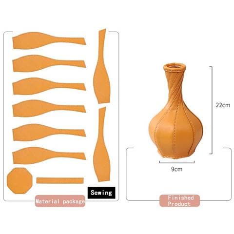 Kit Per Vaso Fatto A Mano In Pelle Compatibile Con Decorazioni Per La Casa, Kit Materiali Diy Con Cuciture A Mano E Design Multicolore Orange - Foto 1