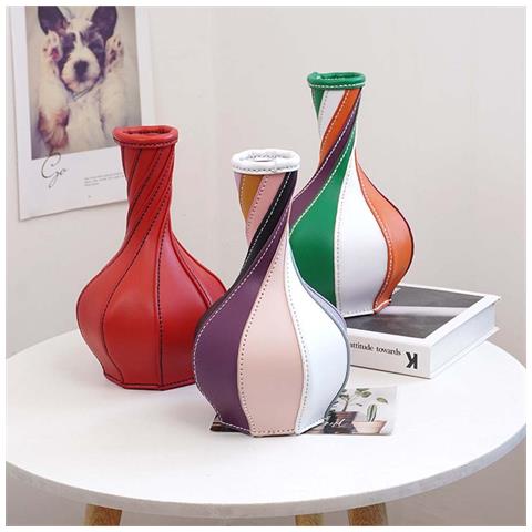 Kit Per Vaso Fatto A Mano In Pelle Compatibile Con Decorazioni Per La Casa, Kit Materiali Diy Con Cuciture A Mano E Design Multicolore Orange - Foto 5
