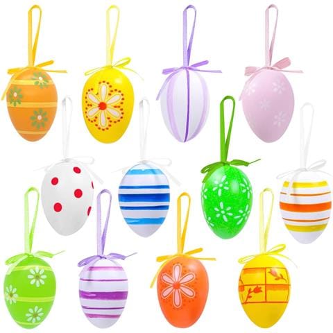 Uova Di Pasqua Dipinte A Mano Uova Colorate Decorazioni Da Appendere 24 Pz. - Foto 1