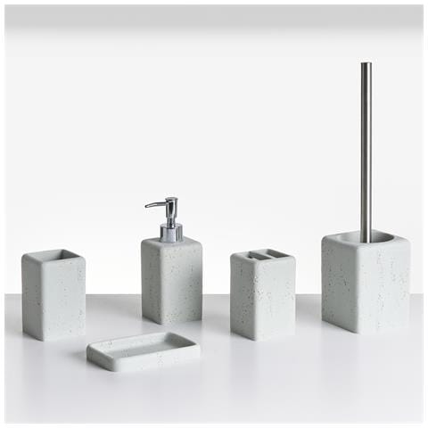 Set Da 5 Accessori Per Il Bagno Vilcanota Grigio Effetto Cemento - Foto 2