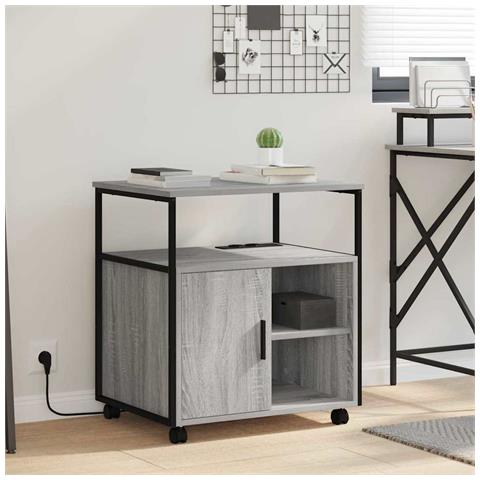 Mobile per Ufficio con ruota Grigio sonoma 61 x 46 x 67 cm - Foto 2