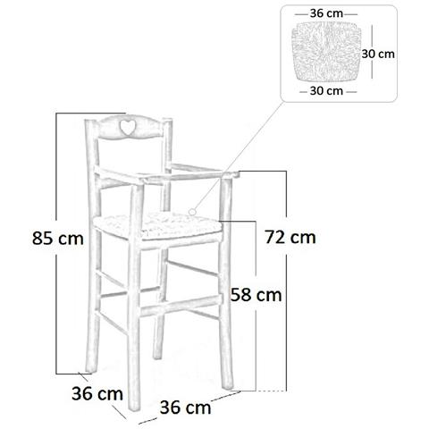 Seggiolone In Legno Grezzo Da Verniciare Con Seduta In Paglia Schienale A Cuore - Foto 6