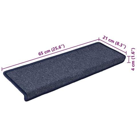 Tappetini per scale 30 pz 65x21x4 cm Grigio scuro e blu con bordo rettangolare - Foto 8
