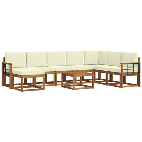 Set di divani da esterno con cuscino 9 pcs Naturale e Crema - Foto 1