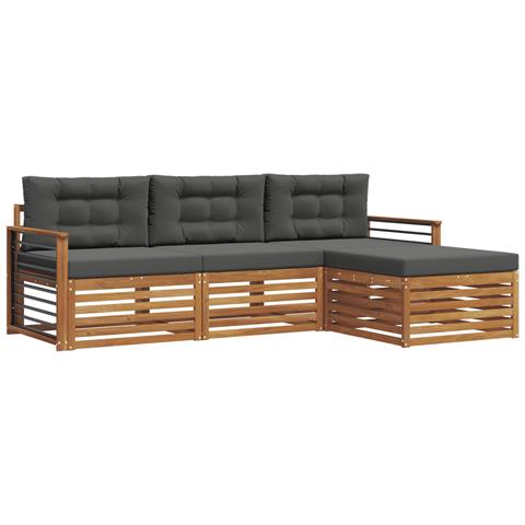 Set di divani da esterno con cuscino 4 pcs Naturale e Antracite - Foto 1