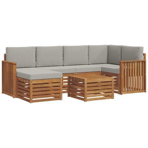 Set divani con cuscino 7 pcs Grigio Naturale e Chiaro - Foto 1