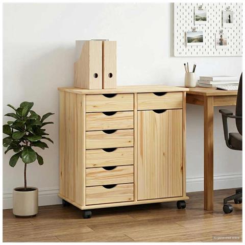 Mobile con Ruote con ruota Marrone 63,5 x 39 x 65,5 cm - Foto 2