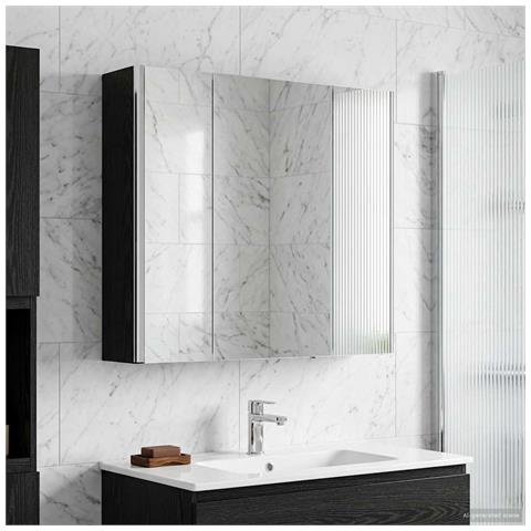Mobiletto per specchio da bagno Rovere Nero - Foto 2