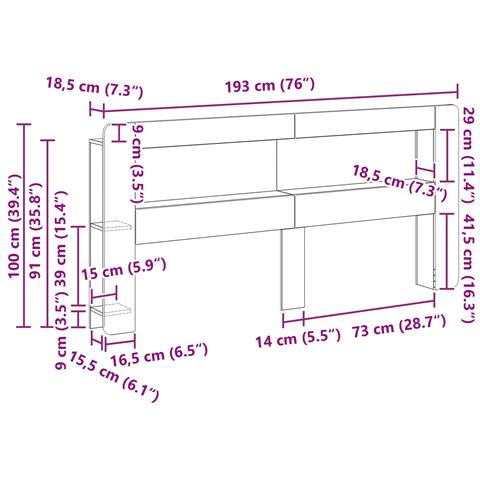 Testata del letto Legno antico Legno ingegnerizzato - Foto 7