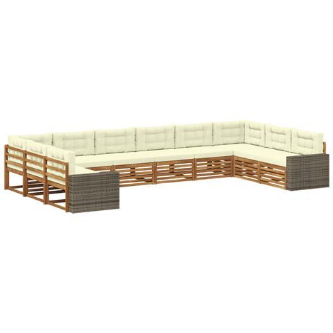 Set divani con cuscino 10 pcs Legno di Acacia Massello - Foto 1