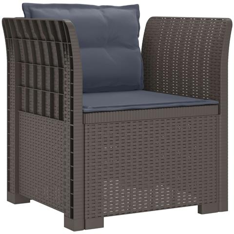 Poltrona a 1 Posto con Cuscini Aspetto Rattan PP Grigio Chiaro - Foto 1