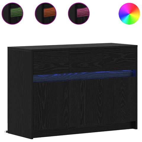 Mobile TV 91 x 34 x 61 cm Rovere Nero Legno ingegnerizzato - Foto 1