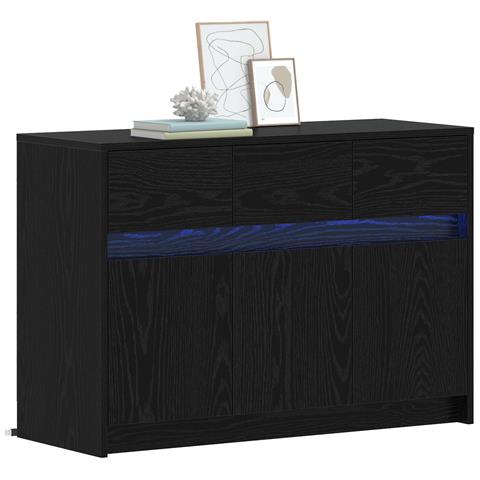 Mobile TV 91 x 34 x 61 cm Rovere Nero Legno ingegnerizzato - Foto 2