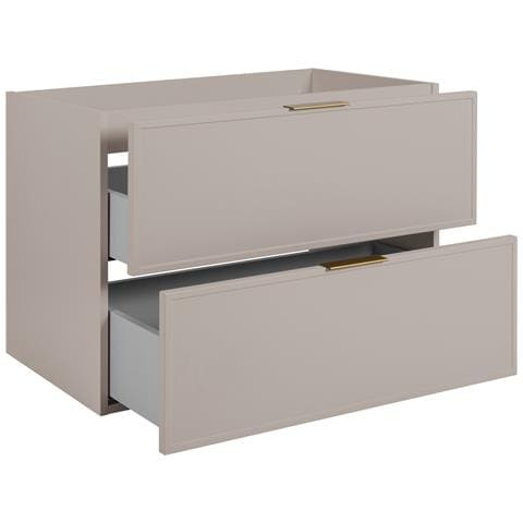 Mobile sottolavabo da 80 cm, Marrone, Ripiano nero, Lavabo sospeso, Chiusura ammortizzata, Piano di lavoro effetto marmo nero - Foto 5