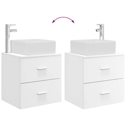 Set di mobili per il bagno 2 pz Bianco Legno ingegnerizzato - Foto 2