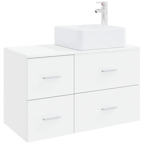Set di mobili per il bagno 2 pz Bianco Legno ingegnerizzato - Foto 1