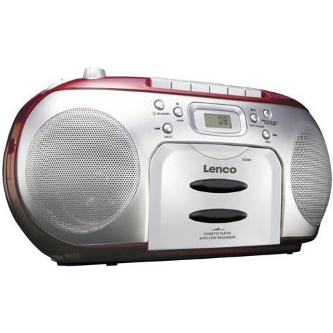 Lettore Radio FM / CD / Cassette Display LCD Colore Rosso / Silver - Foto 3