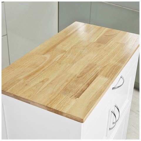 Carrello Di Servizio, Credenza In Legno, Mobile Cucina, Bianco, Fkw45-wn - Foto 5
