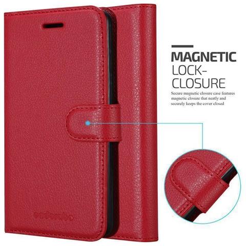 Custodia Compatibile Con Honor 8x In Rosso Carminio - Coperchio Protettiva Con Chiusura Magnetica, Funzione Stand E Tasca Per Le Carte - Foto 2