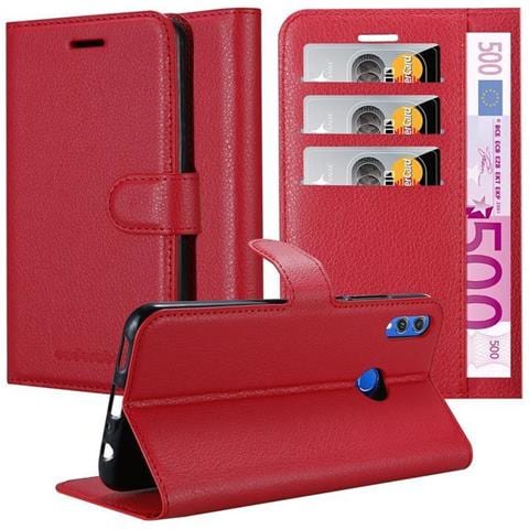 Custodia Compatibile Con Honor 8x In Rosso Carminio - Coperchio Protettiva Con Chiusura Magnetica, Funzione Stand E Tasca Per Le Carte - Foto 1