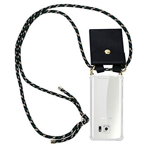 Catena Di Telefoni Cellulari Compatibile Con Samsung Galaxy S6 In Camouflage - Coperchio Protettivo In Silicone Con Anelli D'oro, Cinturino In Corda E Custodia Staccabile - Foto 1