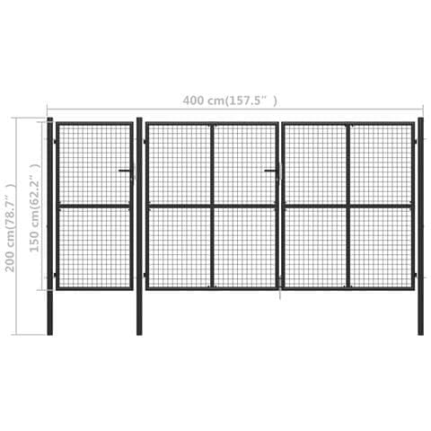 Cancello Per Giardino In Acciaio 400x150 Cm Antracite - Foto 2