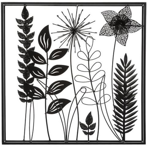 Decorazione Da Parete In Metallo Foglia - 40 X 40 Cm - Nera - Foto 1