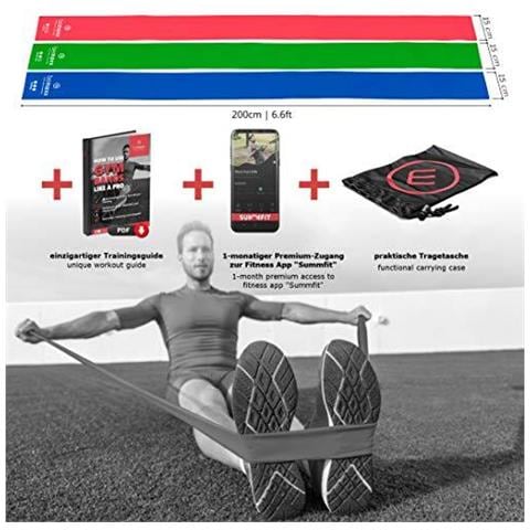 Bande Di Resistenza Set Di 3 Livelli Extra-lunga 2m Guide Training Bag Pelle Amichevole Elastico Palestra Fitness Latex Band - Glutei Gambe Arms Forza Stretching Fisioterapia Donna Uomo Bambini - Foto 4