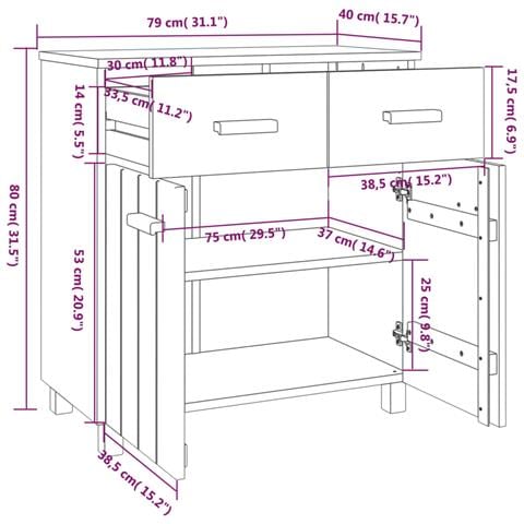 Credenza Marrone Miele 79x40x80 Cm In Legno Massello Di Pino - Foto 2