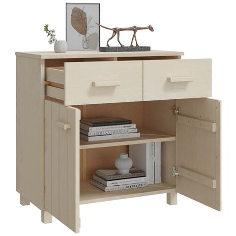 Credenza Marrone Miele 79x40x80 Cm In Legno Massello Di Pino - Foto 9