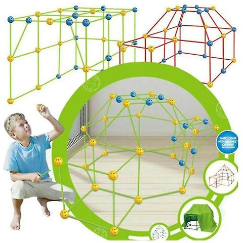 Kit Costruzione Forte Per Bambini – Puzzle Fai Da Te Con 96 Aste E 44 Sfere Per Creare Castelli E Tunnel, Interno/esterno