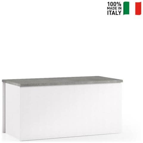 Baule Contenitore Con Chiusura Rallentata Bianco, Top Cemento - Foto 1