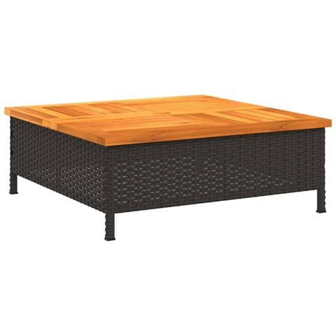 Copertura Base Ombrellone Nera 70x70x25 Cm Polyrattan E Acacia - Foto 2