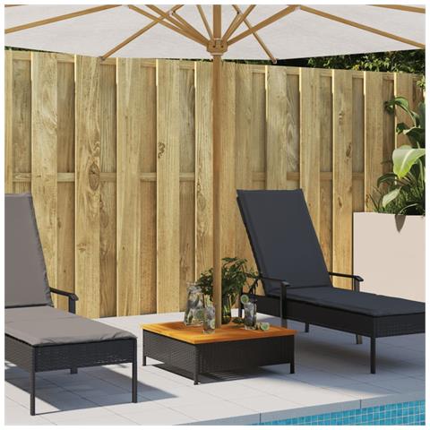 Copertura Base Ombrellone Nera 70x70x25 Cm Polyrattan E Acacia - Foto 3
