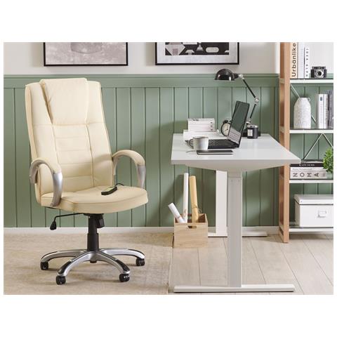 Poltrona Massaggiante Con Riscaldatore Grandeur Pelle Sintetica Beige - Foto 1
