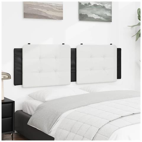 Cuscino Testiera Bianco E Nero 160 Cm In Similpelle - Foto 3