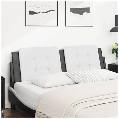 Cuscino Testiera Bianco E Nero 160 Cm In Similpelle - Foto 1