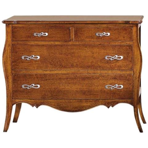 Comò Classico 4 Cassetti Legno Noce Bassano 116x54x91 - Foto 1