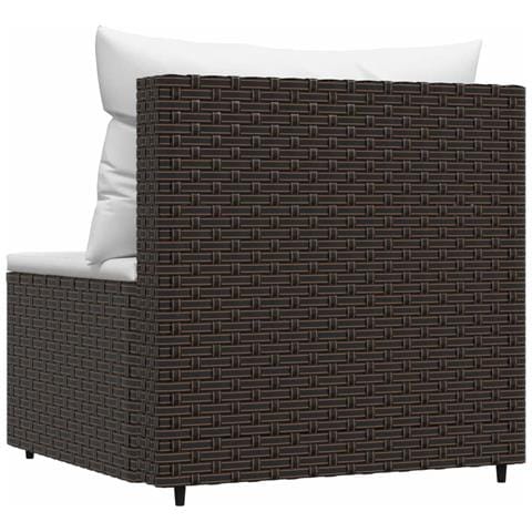 Divano Centrale Da Giardino Con Cuscini In Polyrattan Marrone - Foto 2