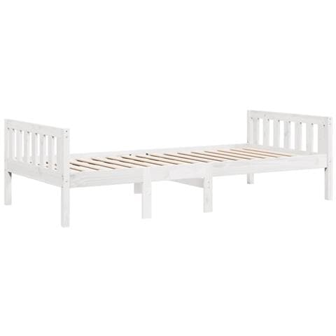 Letto Per Bambini Senza Materasso Bianco 80x200cm Massello Pino - Foto 3