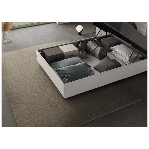 Letto Contenitore Imbottito 140x210 Similpelle Bianco Mika - Foto 2