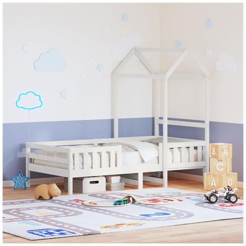 Giroletto Con Tetto Bianco 75x190 Cm Legno Massello Di Pino - Foto 1